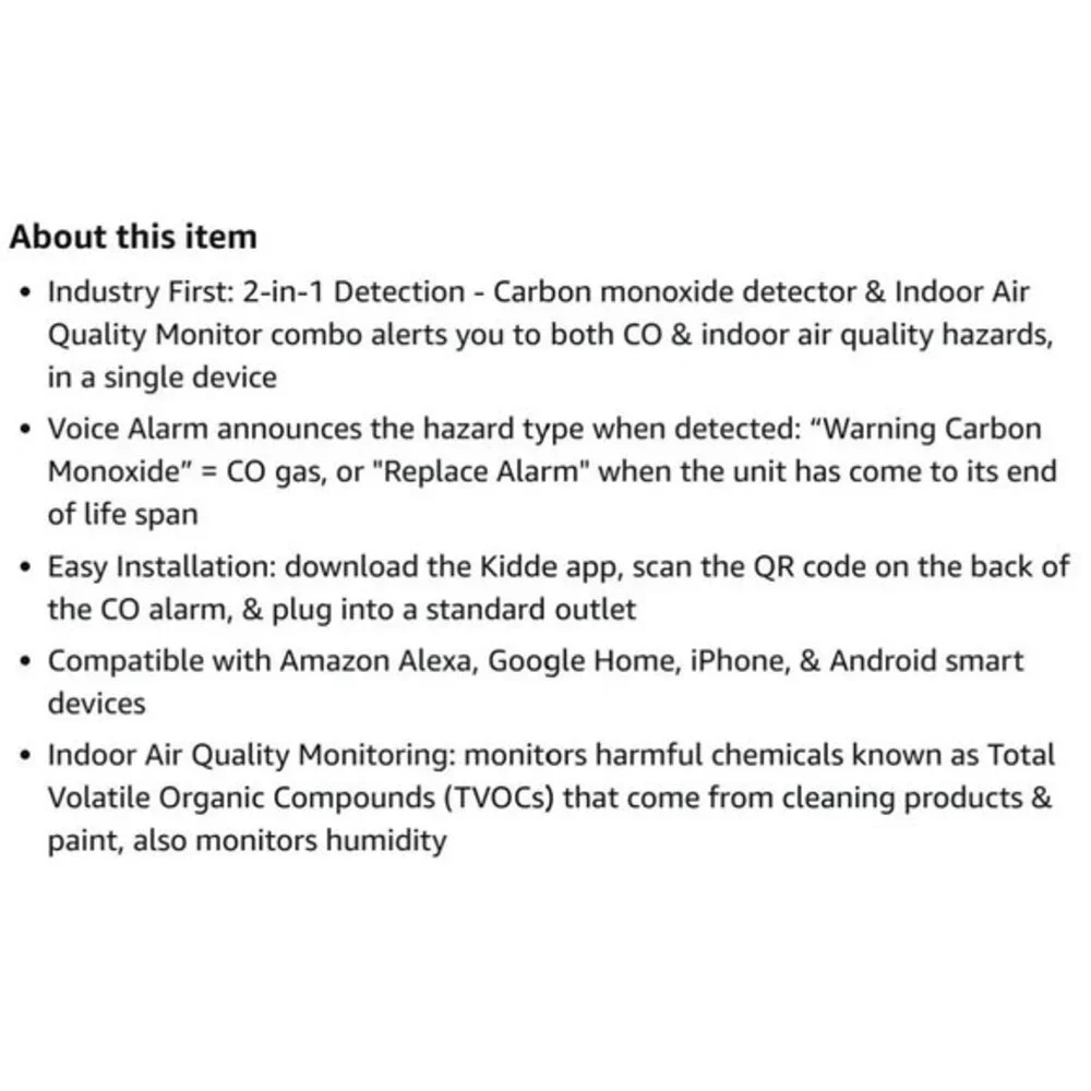Kidde WiFi Carbon Monoxide Alarm & Indoor Air‎ Quality Monitor & Battery Backup - Picture 14 of 16